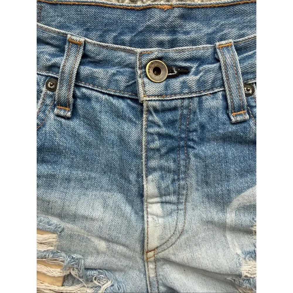 Rag and Bone 26 Ombré Distressed Denim Shorts